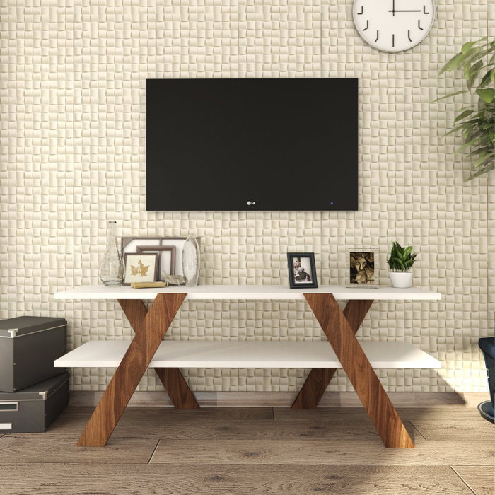 Hanah Home Soporte de TV 146 Blanco y Nogal 120x45x33.1cm Moderno Novedoso